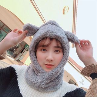 MŨ LÔNG TAI GẤU KÈM KHĂN QUÀNG CỔ, GĂNG TAY - MŨ 3IN1