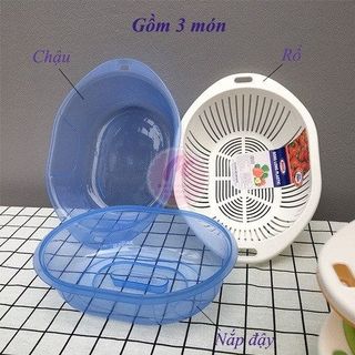 BỘ RỔ CHẬU CÓ NẮP ĐẬY 3 TRONG 1
