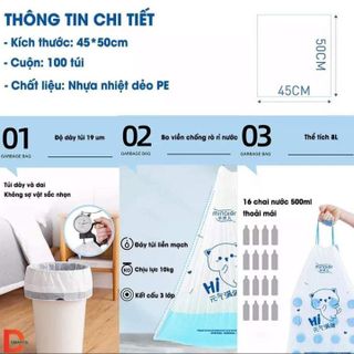 CUỘN 100 TÚI ĐỰNG RÁC SIZE 45X50CM