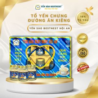 YẾN SÀO BESTNEST HỘI AN - TỔ YẾN CHƯNG SẴN ĐƯỜNG ĂN KIÊNG 18% - HỘP QUAI XÁCH 6 HŨ X 70ML