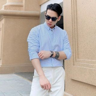 ÁO SƠ MI NAM OXFORD KẺ TUTO5 MENSWEAR SMK02 - SƠ MI DÀI TAY BUTTON DOWN GẤP HỘP CAO CẤP PHONG CÁCH HÀN QUỐC, THANH LỊCH