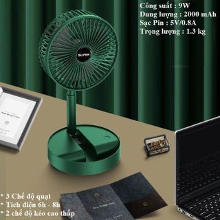 QUẠT SUPER FAN TÍCH ĐIỆN MINI GẬP GỌN ĐỂ BÀN