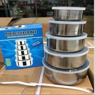 BỘ 5 HỘP ĐỰNG THỰC PHẨM INOX CÓ NẮP