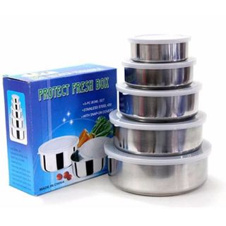 BỘ 5 HỘP ĐỰNG THỰC PHẨM INOX CÓ NẮP
