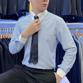 ÁO SƠ MI NAM KẺ CỔ TRẮNG TUTO5 MENSWEAR SMK01 - SƠ MI DÀI TAY BUTTON DOWN FORM SLIM FIT, GẤP HỘP CAO CẤP PHONG CÁCH HÀN QUỐC, TRẺ TRUNG, THANH LỊCH