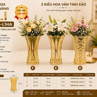 BÌNH CẮM HOA MIỆNG BÈO 20CM DELI VÀNG DSHP128-L1HA (T24)
