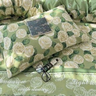 BỘ 2 GỐI HOA HỒNG XANH CAO CẤP