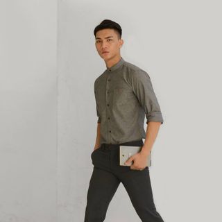ÁO SƠ MI CỔ TÀU NAM TUTO5 MENSWEAR CÔNG SỞ HOẠT TIẾT CAO CẤP SLIM FIT COLLAR SHIRT PREMIUM CHỐNG NHĂN - TUTO5