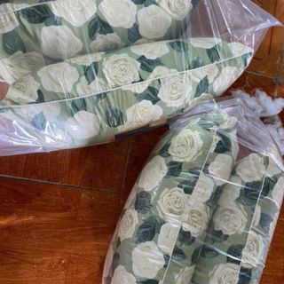 BỘ 2 GỐI HOA HỒNG XANH CAO CẤP