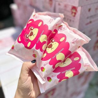 1 THÙNG 10 GÓI KHĂN ƯỚT GẤU DÂU