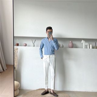 ÁO SƠ MI NAM CỔ Y TUTO5 MENSWEAR SMT03 - SƠ MI TRƠN TAY DÀI PHONG CÁCH HÀN QUỐC CAO CẤP FORM ÔM SLIM FIT LỊCH LÃM