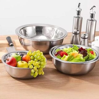 SET 5 TÔ VÀ RỔ INOX (4 TÔ + 1 RỔ)