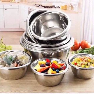 SET 5 TÔ VÀ RỔ INOX (4 TÔ + 1 RỔ)