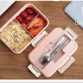 HỘP ĐỰNG CƠM LÚA MẠCH KÈM ĐŨA VÀ THÌA INOX