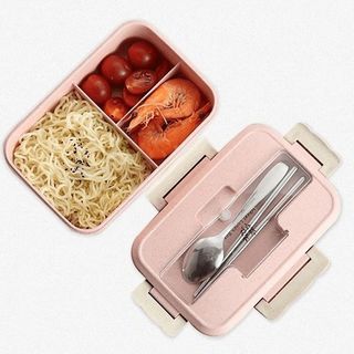 HỘP ĐỰNG CƠM LÚA MẠCH KÈM ĐŨA VÀ THÌA INOX