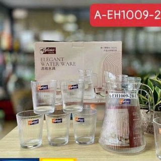 BỘ BÌNH THUỶ TINH SỌC KÈM 6 LY DELI A-EH1009-2BL7 (T6)