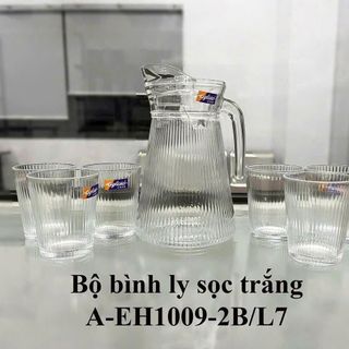 BỘ BÌNH THUỶ TINH SỌC KÈM 6 LY DELI A-EH1009-2BL7 (T6)