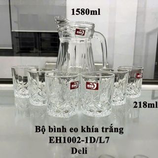 BỘ BÌNH THỦY TINH EO KHÍA KÈM 6 LY DELI EH1002-1DL7 (T6)