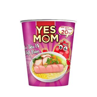 Thùng 24 Ly Hủ Tiếu Mì Thịt Bằm Yes Mom Có Xúc Xích 79.2g/ly - Thêm 20% Xúc Xích