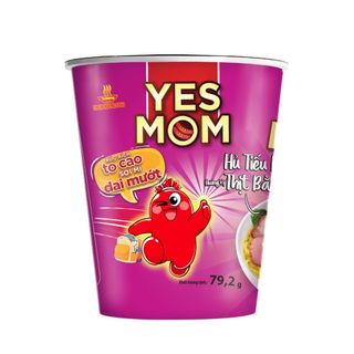 Thùng 24 Ly Hủ Tiếu Mì Thịt Bằm Yes Mom Có Xúc Xích 79.2g/ly - Thêm 20% Xúc Xích