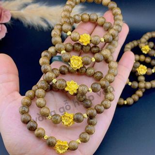 Vòng trầm hương mix sen vàng giá sỉ