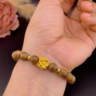 Vòng trầm hương mix sen vàng giá sỉ
