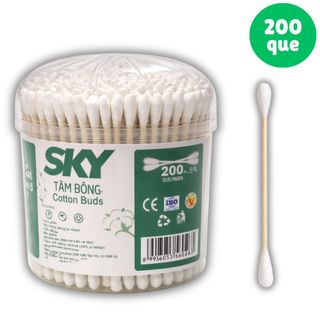 Tăm bông thân gỗ Hộp 200 que