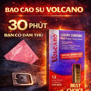 Bao Cao Su Chống Xuất Tinh Sớm Volcano 7in1 hộp 12 Cái Plus - Vua Của BCS Cao Cấp Siêu Gai Kéo Dài Hiệu Quả Cho Nam