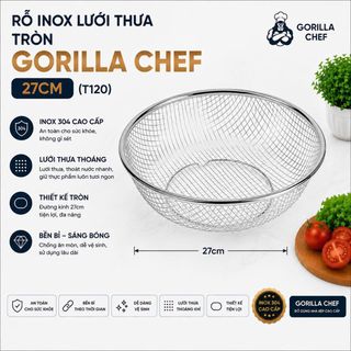 RỖ INOX LƯỚI THƯA TRÒN GORILLA CHEF 27cm (T120)