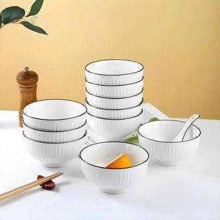 TÔ SỨ BẦU SỌC VIỀN ĐEN SIZE 6 - 15CM (T60)
