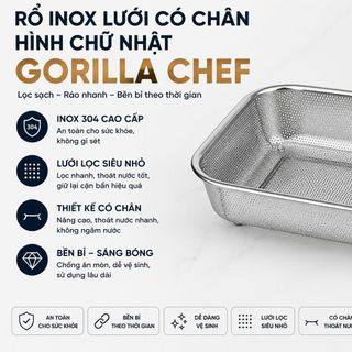 RỔ INOX LƯỚI CÓ CHÂN HÌNH CHỮ NHẬT GORILLA CHEF (T120)