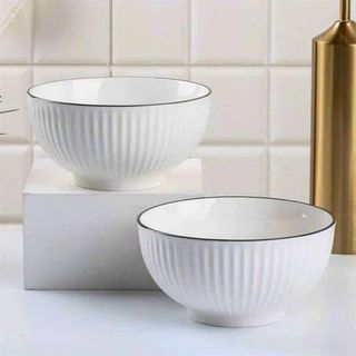 TÔ SỨ BẦU SỌC VIỀN ĐEN SIZE 6 - 15CM (T60)