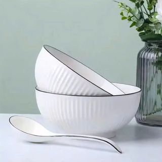 TÔ SỨ BẦU SỌC VIỀN ĐEN SIZE 6 - 15CM (T60)