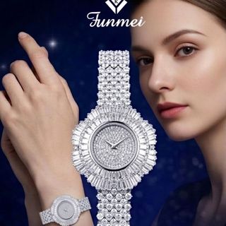 ĐỒNG HỒ NỮ CHÍNH NGẠCH FUNMEI F5585 ĐÍNH ĐÁ CZ FULLBOX HOÁ ĐƠN