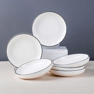 ĐĨA TRÒN SỨ ẢO SỌC VIỀN ĐEN SIZE 9 - 22CM (T40)