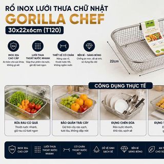 RỖ INOX LƯỚI THƯA CHỮ NHẬT 30x22x6cm (T120)