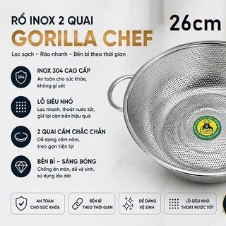 RỔ INOX 2 QUAI GORILLA CHEF 26CM (T100)