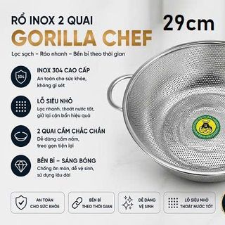 RỔ INOX 2 QUAI GORILLA CHEF 29CM (T100)