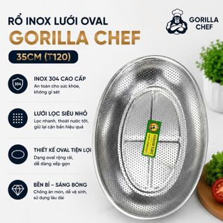 RỔ INOX LƯỚI OVAL GORILLA CHEF 35cm (T120)