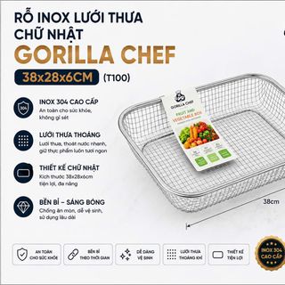 RỖ INOX LƯỚI THƯA CHỮ NHẬT 38x28x6cm (T100)