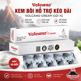 Kem bôi chống xuất tinh sớm Volcano 14% Benzocain, hỗ trợ quan hệ lâu ra cho nam giới cực kỳ chất lượng - Hộp 12 gói 1g
