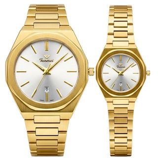 ĐỒNG HỒ COUPLE CHÍNH HÃNG FUNMEI F8035 DÂY THÉP VÀNG FULLBOX TEM HÃNG