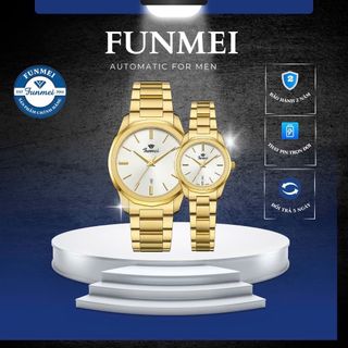 ĐỒNG HỒ COUPLE CHÍNH HÃNG FUNMEI F8035 DÂY THÉP VÀNG FULLBOX TEM HÃNG