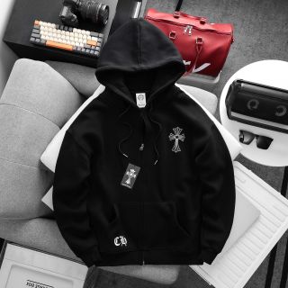 ÁO KHOÁC NÓN CHROME HOẠ TIẾT ZIP NAM. Chất nỉ da cá cotton xuất dư.