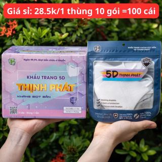 Khẩu Trang 5D Thịnh Phát 3L Kháng Khuẩn, Chống Nắng, Chống Tia UV, Không Gây Đau Tai, Hàng Chính Hãng