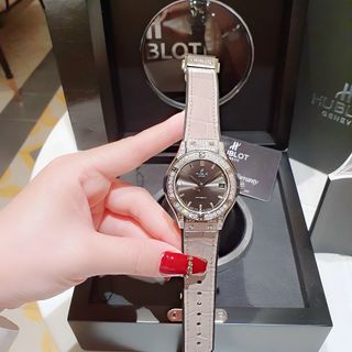 ĐỒNG HỒ COUPLE CAO CẤP HUPOT AUTOMATIC VIỀN HỘT DÂY CAO SU BỌC DA