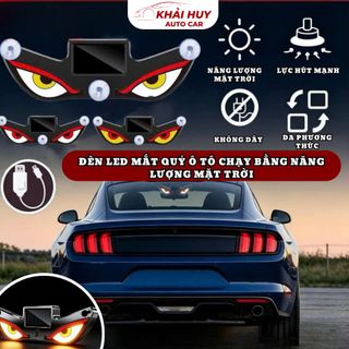 (BÁN SỈ) Đèn Led Mắt Quỷ - Trái tim - Ô Tô Chạy Bằng Năng Lượng Mặt Trời – Không Dây, Nhấp Nháy, Dán Kính Hút Cốc Tặng Kèm Dây Sạc