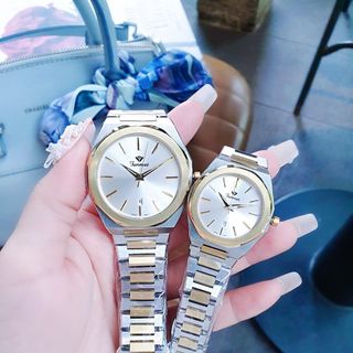 ĐỒNG HỒ COUPLE CHÍNH HÃNG FUNMEI F8035 DÂY THÉP DEMI FULLBOX TEM HÃNG