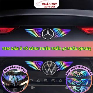 (BÁN SỈ) Tem Dán Phản Quang Đôi Cánh Thiên Thần Logo Hãng Xe Ô Tô– Phụ Kiện Trang Trí Xe Hơi Dán Cửa, Đuôi Xe