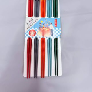 Bộ Đũa Ăn Cơm Gia Đình Sợi Thuỷ Tinh 5 Màu Kháng Khuẩn Không Mốc Chống Trơn Chịu Nhiệt Phong Cách Nhật Cao Cấp